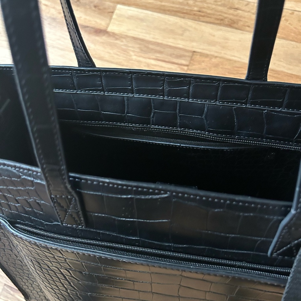 BEIS Black Croc-Embossed Tote Bag - Picture 6 of 7